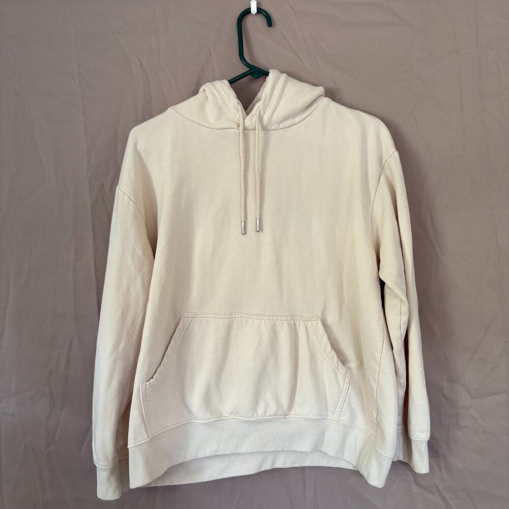 H&M Basics Unisex Cream Draw String Hoodie Size Medium Cozycore Athlesiure